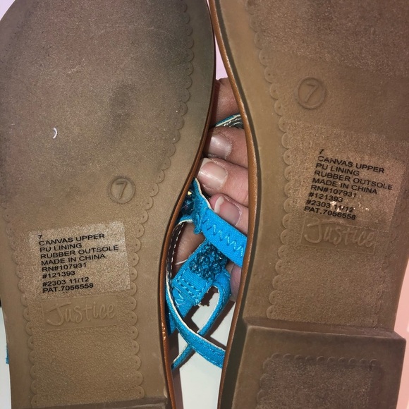 NEW Justice Jeweled Turquoise Blue Sandals - Picture 6 of 12